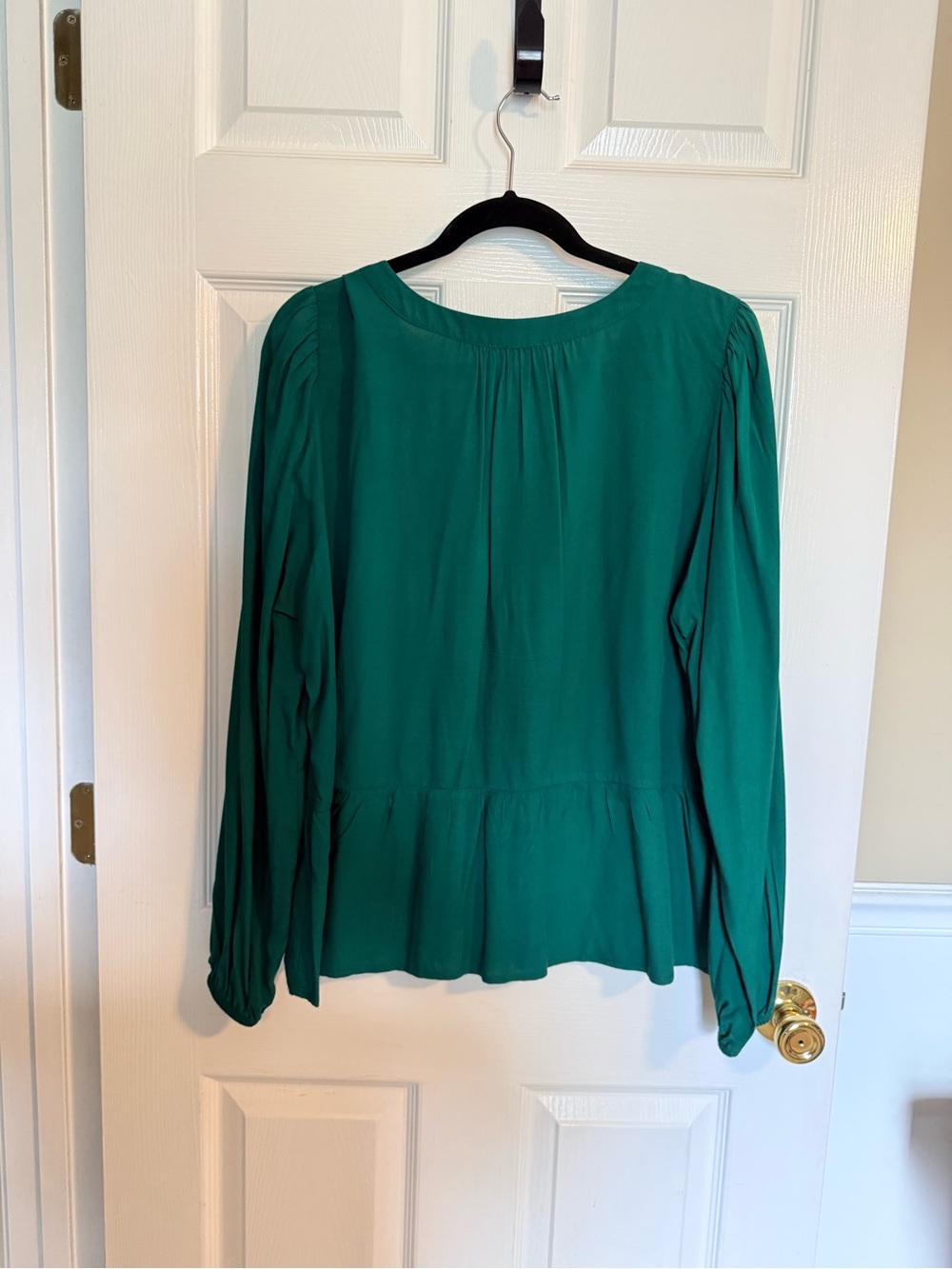 Loft Women's Green Peplum Button-Front Blouse - Picture 2 of 3